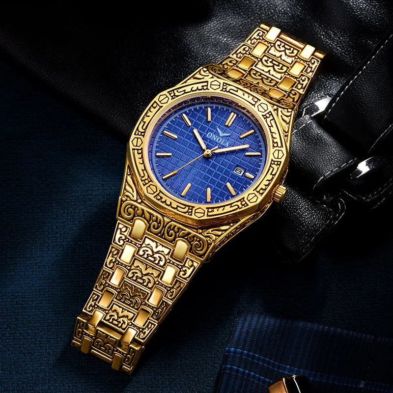 Gold Watches for Men Brand ONOLA  Waterproof Business Wristwatch Luxury