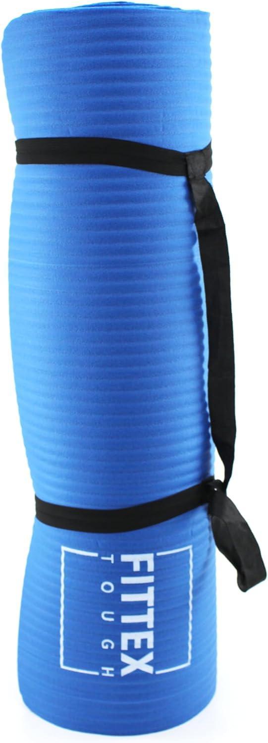 Yoga Mat With Carry Strap, 188 x 61 x 1cm, Made of Durable Non-slip 10mm Thick Material, Blue