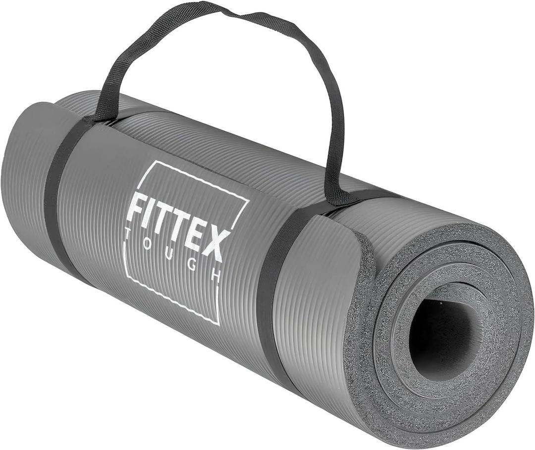 Yoga Mat With Carry Strap, 188 x 61 x 1cm, Made of Durable Non-slip 10mm Thick Material, Grey