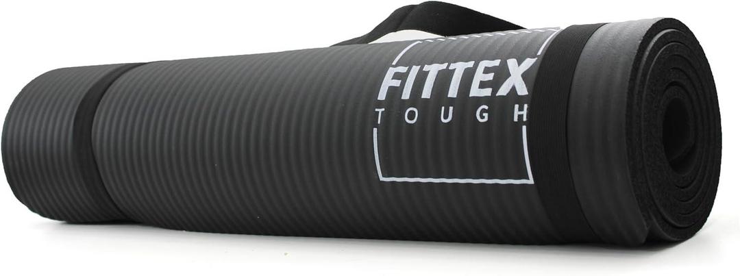 Yoga Mat With Carry Strap, 188 x 61 x 1cm, Made of Durable Non-slip 10mm Thick Material, Black