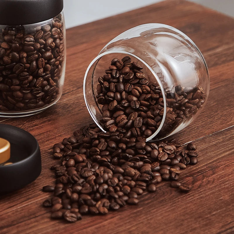 Bincoo Coffee Bean Storage Jar Glass Sealed Jar Coffee Powder Storage Jar Vacuum Storage Tea/Grain Glass Jar