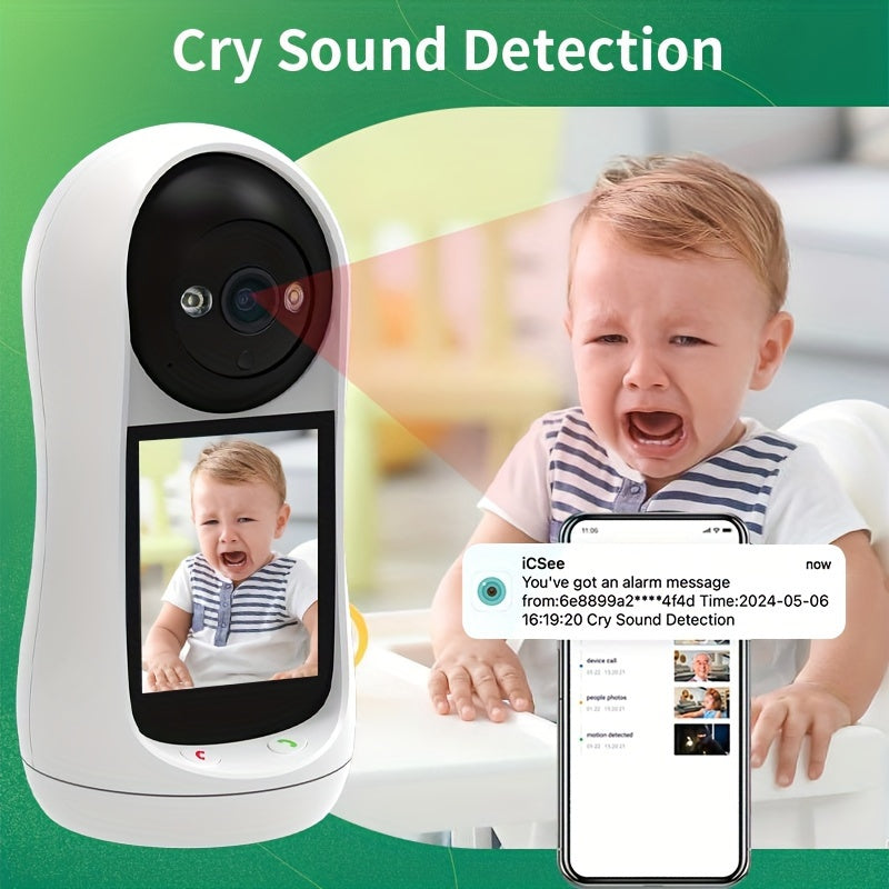 1pc 3MP Dual Way Video Intercom, WiFi Enabled Security Camera with HD Night Vision, Motion Detection, Two-Way Audio, for Home Monitoring, Pet Watch, Video Calling - USB Charging, Waterproof, No Battery