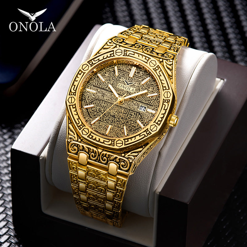 Gold Watches for Men Brand ONOLA  Waterproof Business Wristwatch Luxury